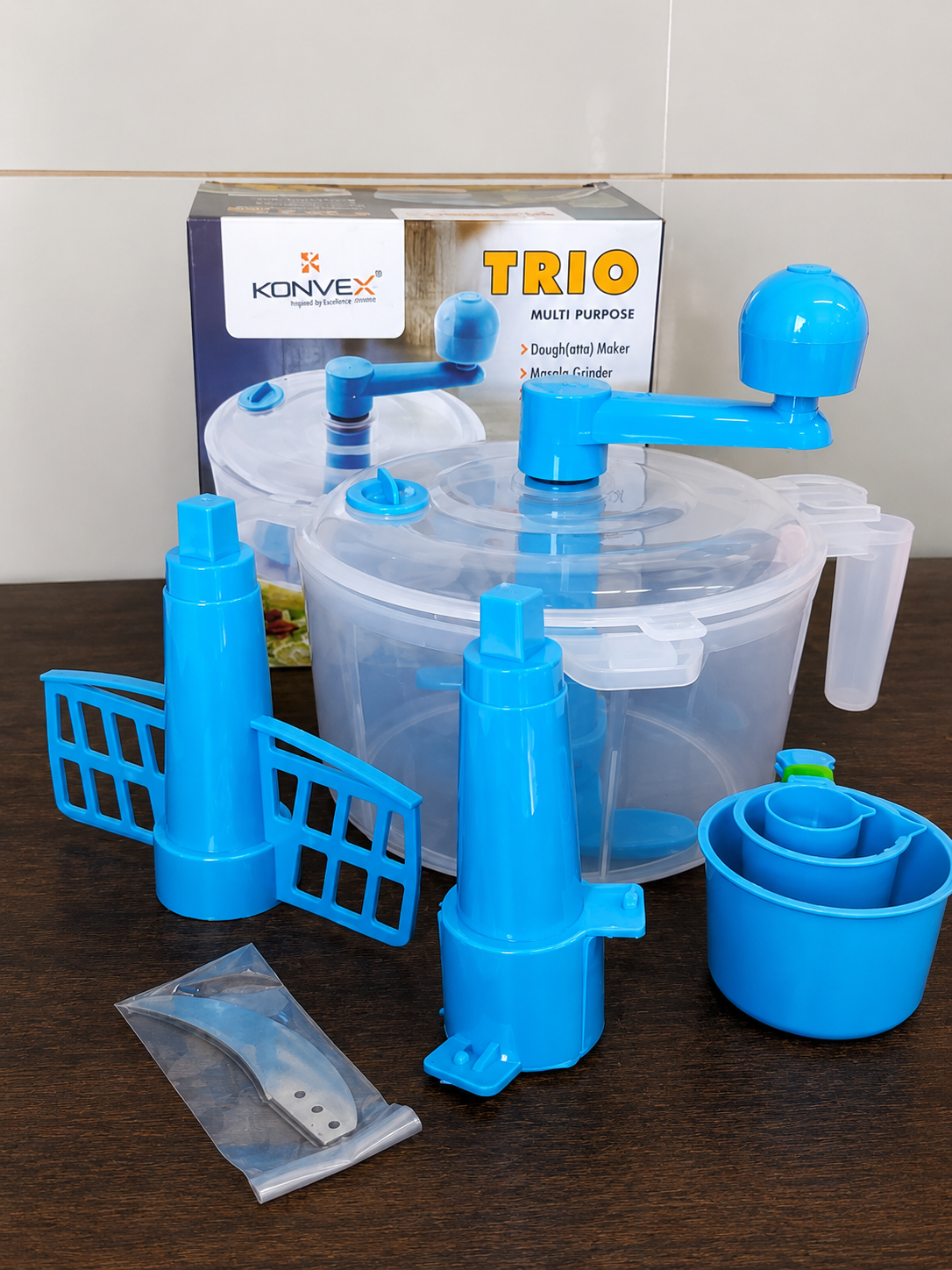 Manual Atta Maker Machine | Dough Maker with Measuring Cups, Soft Vegetable Chopper & Mixer