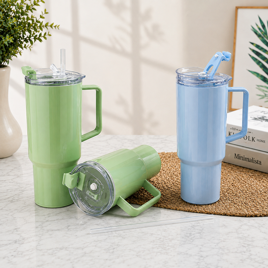 Large Capacity Travel Tumbler 1800 ML with Handle & Straw Lid | Leak-Resistant Reusable Drinking Cup for Travel, Office & Gym