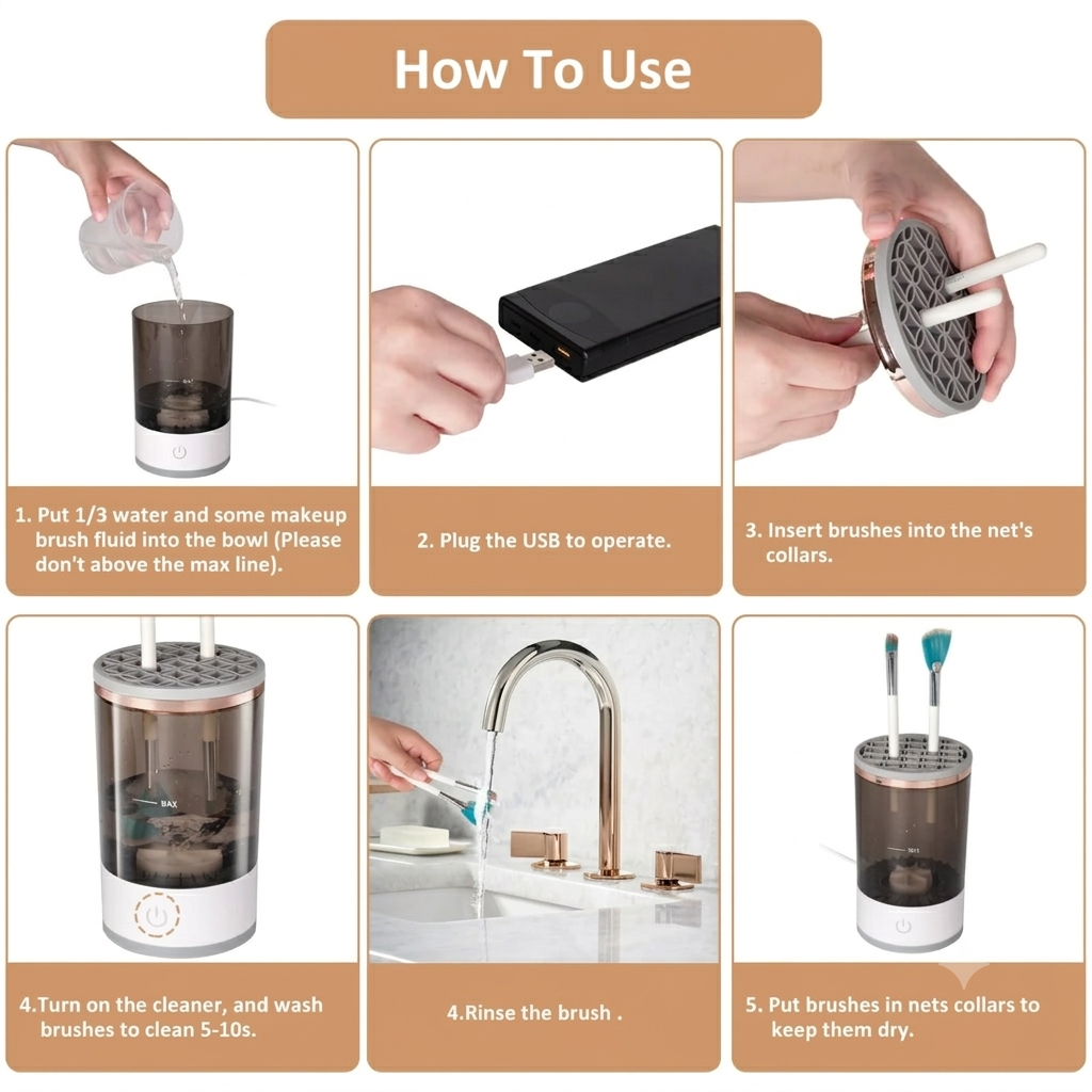 Automatic Makeup Brush Cleaner & Dryer | USB Electric Brush Cleaning Machine