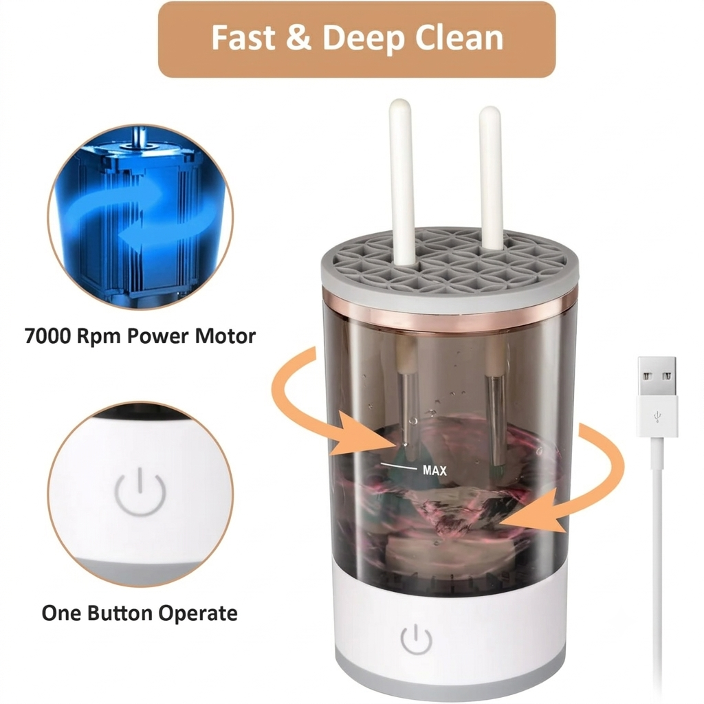 Automatic Makeup Brush Cleaner & Dryer | USB Electric Brush Cleaning Machine