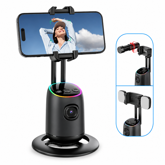 Smart AI Auto Face Tracking Mobile Holder | 360° Rotating Phone Stand for Video Recording & Live Streaming (1 Pc)