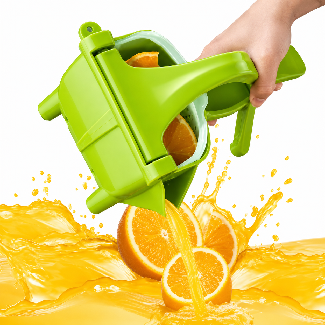 Heavy Duty Manual Juice Press Squeezer | Plastic Hand Juicer with Pouring Spout | Multicolour