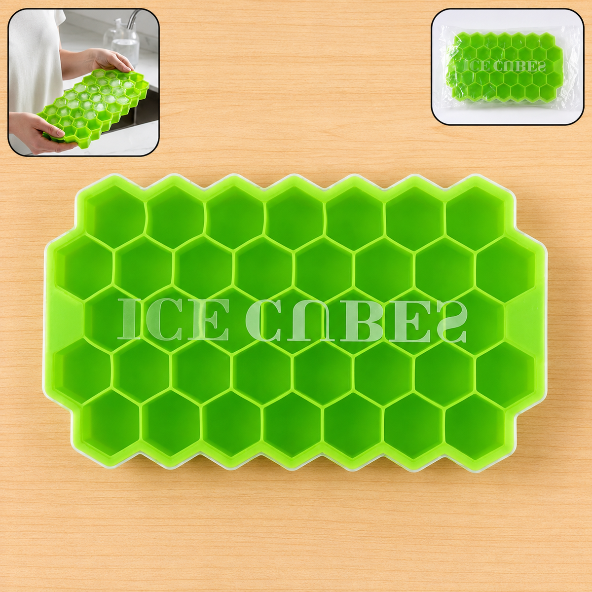 Premium Honeycomb Silicone Ice Cube Tray with Lid | Hexagon Ice Cube Mold | Flexible Freezer Ice Tray