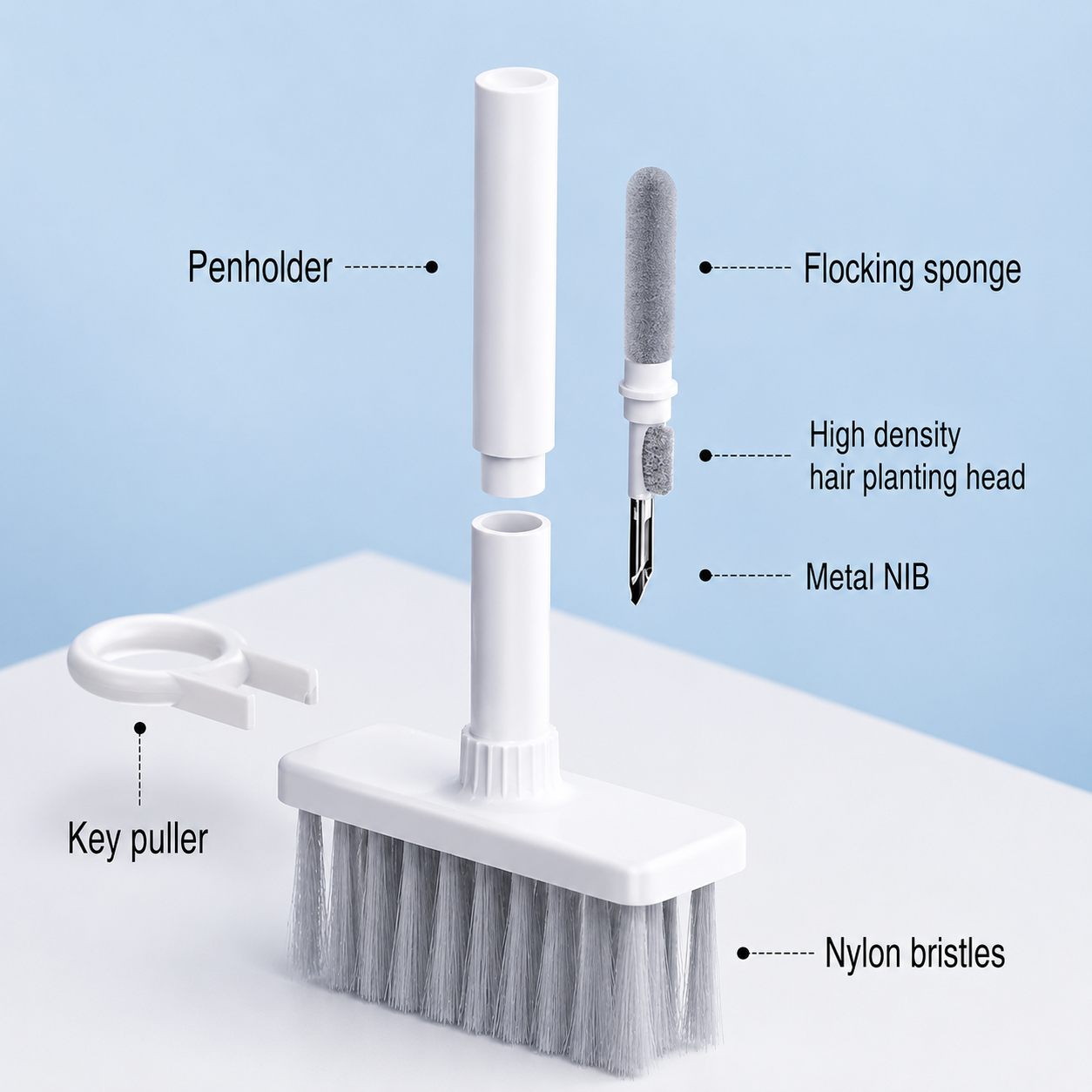 5-in-1 Multi-Function Keyboard & Electronics Cleaning Brush | Keycap Puller & Corner Gap Cleaning Tool