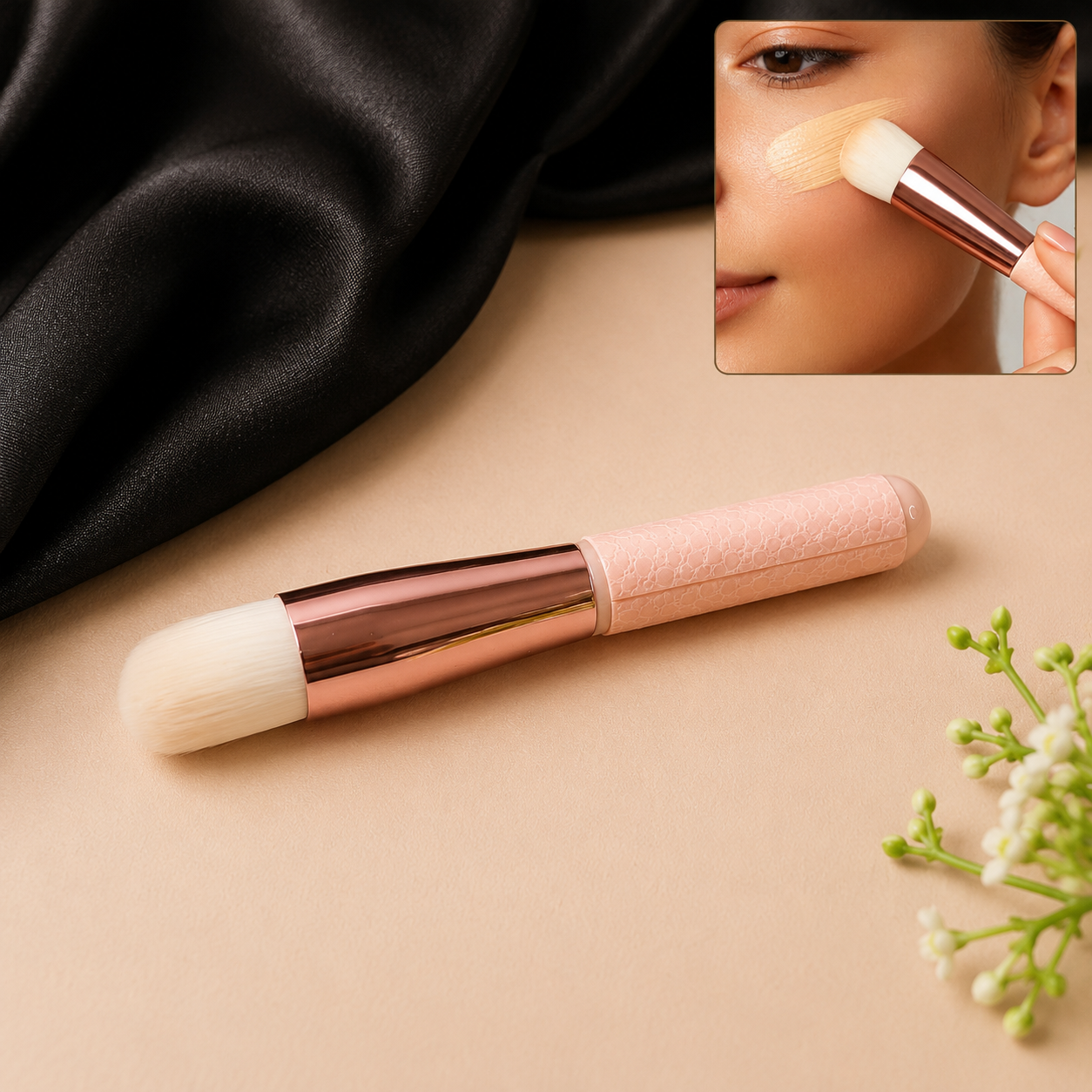 Premium Soft Makeup Brush for Foundation, Blush & Highlighter | Synthetic Bristle Cosmetic Brush