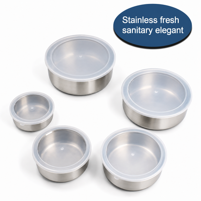 5-Piece Stainless Steel Food Storage Containers with Airtight Lid