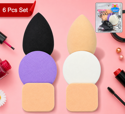 6-Piece Makeup Sponge Set | Soft Beauty Blender Sponges for Foundation, Concealer, Cream, Powder & Liquid Makeup