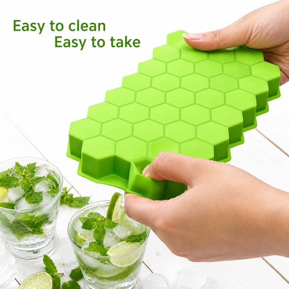 Premium Honeycomb Silicone Ice Cube Tray with Lid | Hexagon Ice Cube Mold | Flexible Freezer Ice Tray
