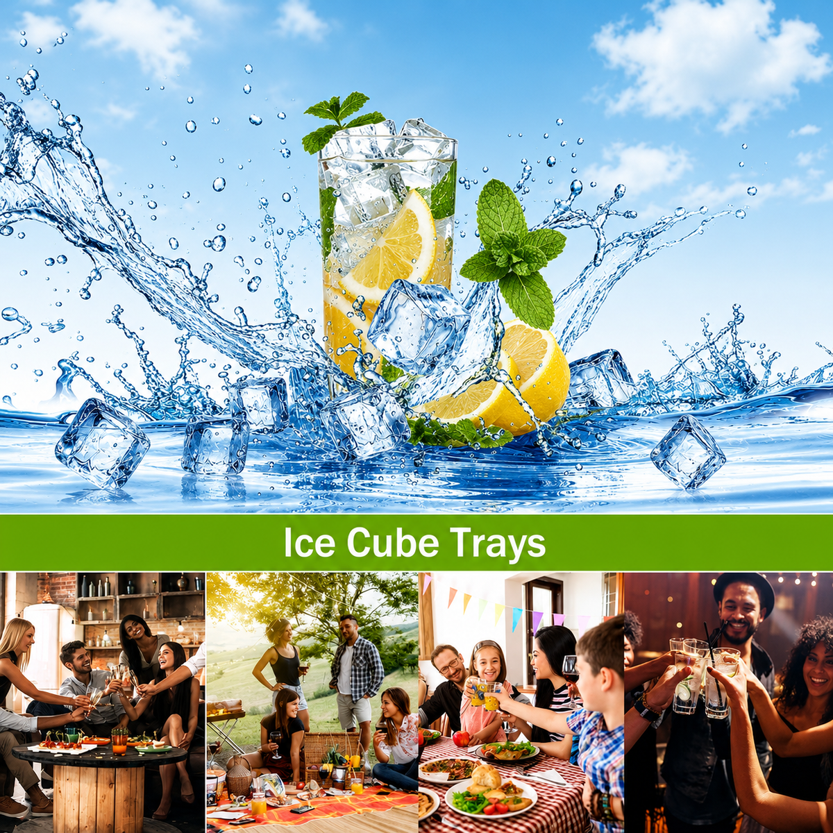 Premium Honeycomb Silicone Ice Cube Tray with Lid | Hexagon Ice Cube Mold | Flexible Freezer Ice Tray