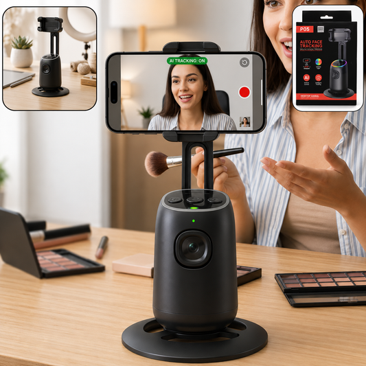 Smart AI Auto Face Tracking Mobile Holder | 360° Rotating Phone Stand for Video Recording & Live Streaming (1 Pc)