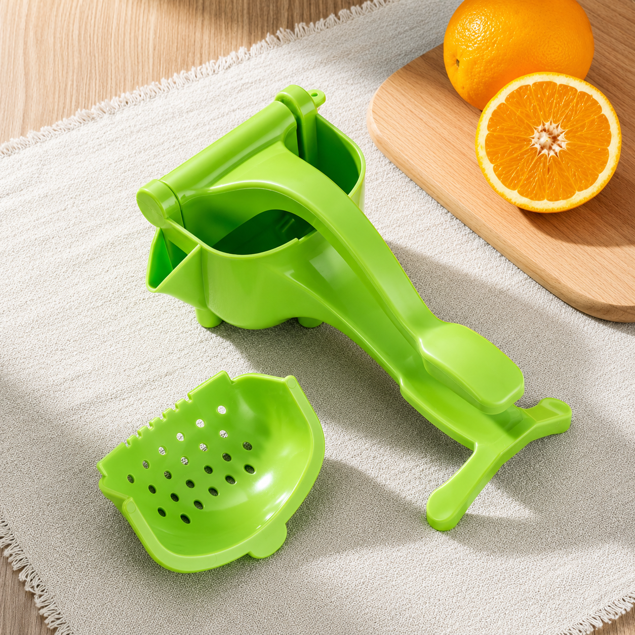 Heavy Duty Manual Juice Press Squeezer | Plastic Hand Juicer with Pouring Spout | Multicolour