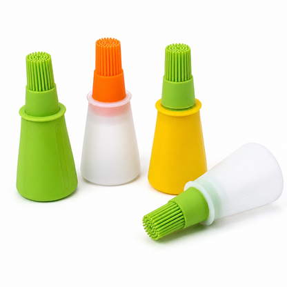 Silicone Oil Dispenser Brush | BBQ, Baking & Cooking Basting Brush with Oil Bottle