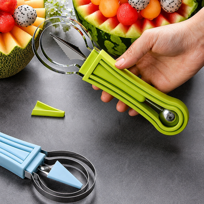 4-in-1 Fruit Scooper & Seed Remover Tool | Stainless Steel Melon Baller for Watermelon, Kiwi & Vegetables