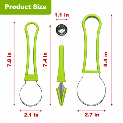 4-in-1 Fruit Scooper & Seed Remover Tool | Stainless Steel Melon Baller for Watermelon, Kiwi & Vegetables