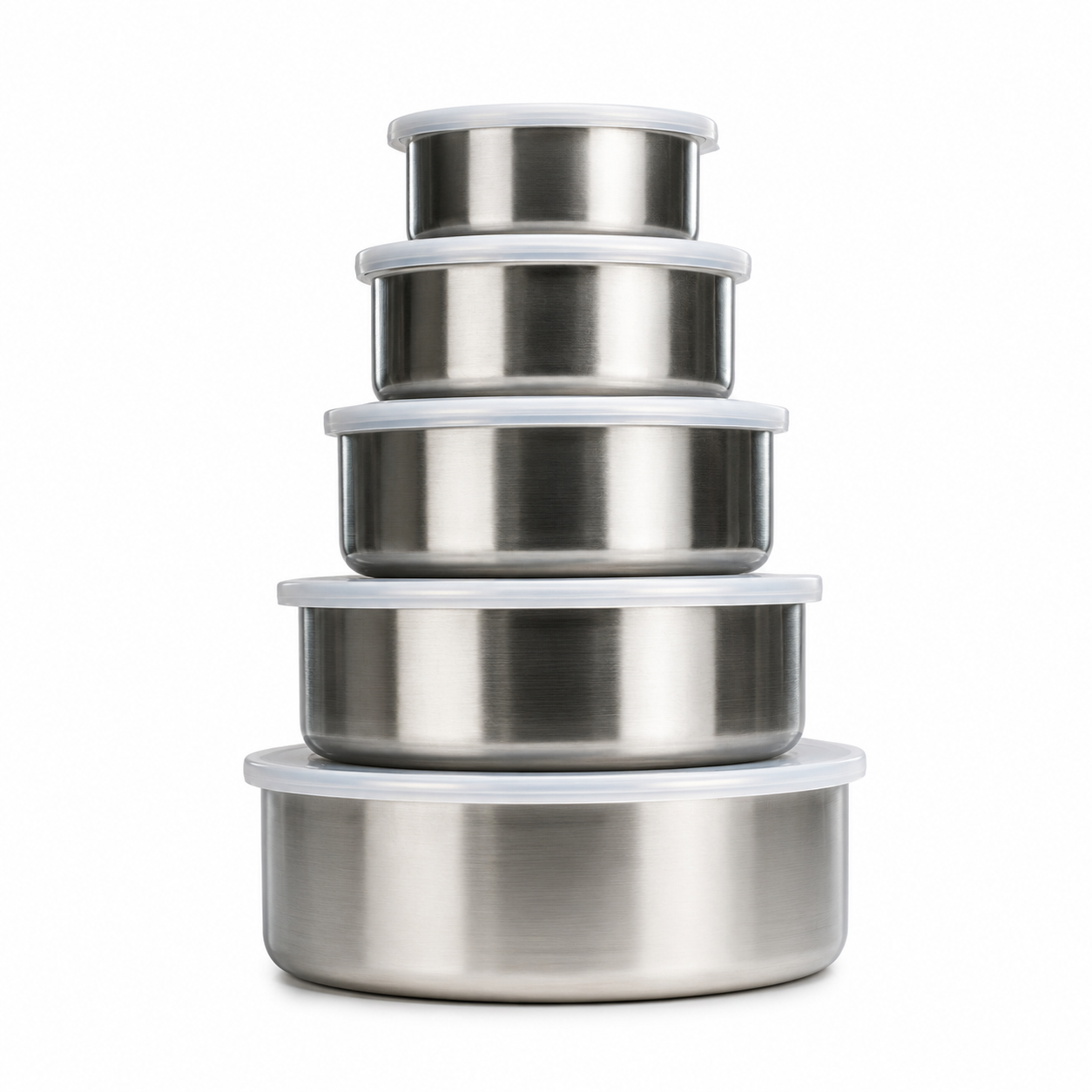 5-Piece Stainless Steel Food Storage Containers with Airtight Lid