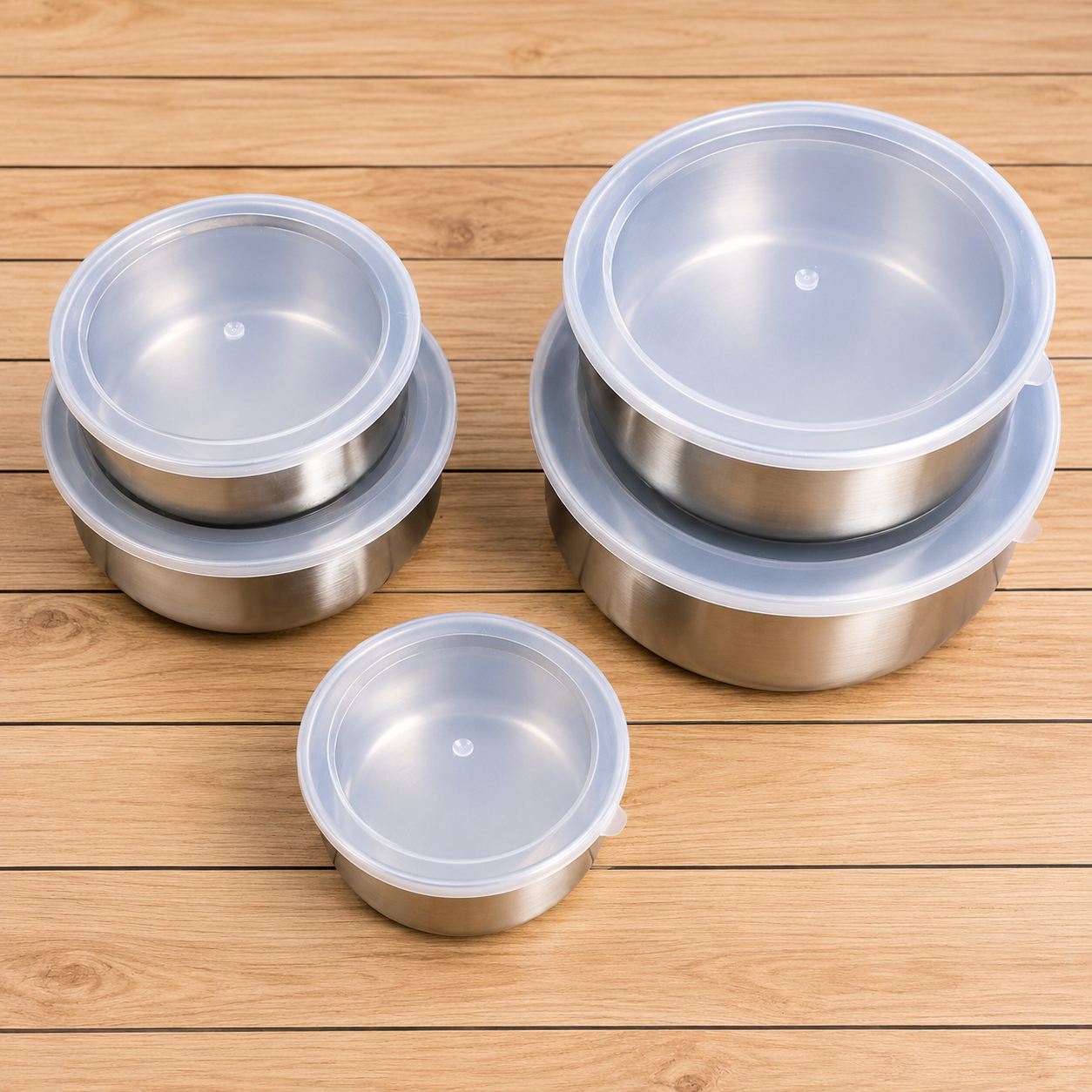 5-Piece Stainless Steel Food Storage Containers with Airtight Lid
