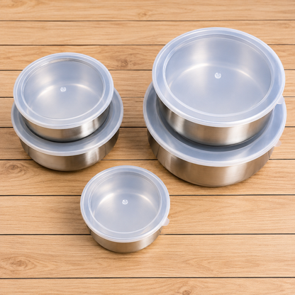 5-Piece Stainless Steel Food Storage Containers with Airtight Lid