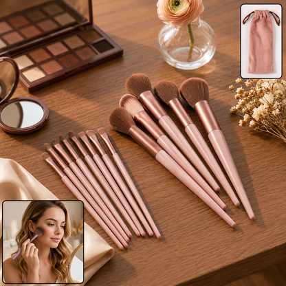 Professional 13-Piece Makeup Brush Set with Storage Pouch | Soft Synthetic Makeup Brushes for Foundation, Powder, Blush, Eyeshadow & Blending (13 Pc Set)
