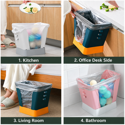 Expandable Plastic Waste Bin with Garbage Bag Holder | Large Capacity Trash Can for Kitchen, Bathroom & Home