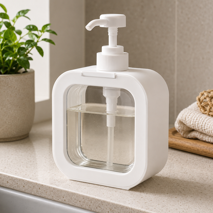 Refillable Plastic Soap Dispenser Bottle with Pump | Clear Liquid Dis for Kitchen & Bathroom