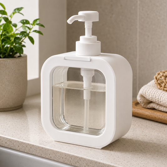 Refillable Plastic Soap Dispenser Bottle with Pump | Clear Liquid Dis for Kitchen & Bathroom
