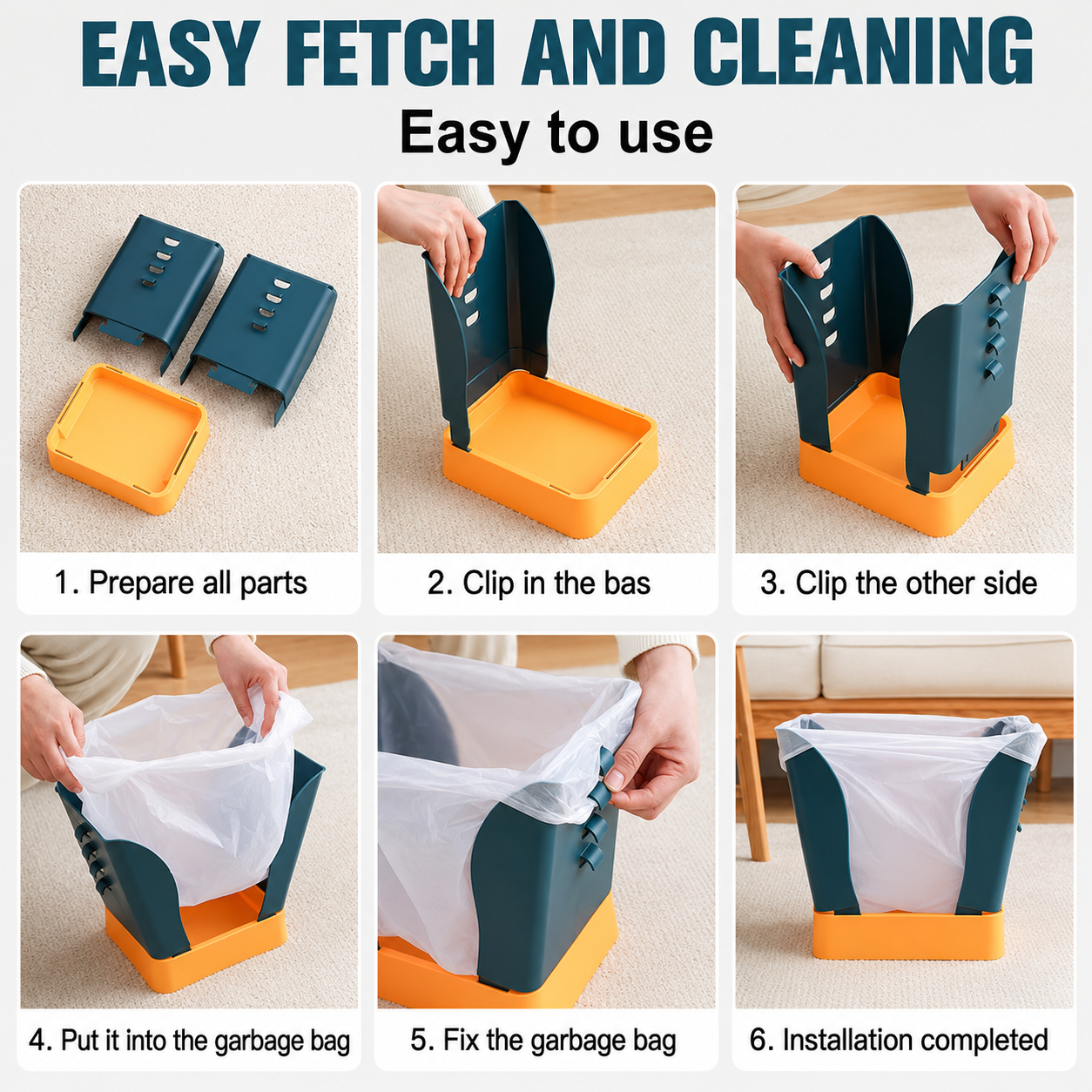 Expandable Plastic Waste Bin with Garbage Bag Holder | Large Capacity Trash Can for Kitchen, Bathroom & Home