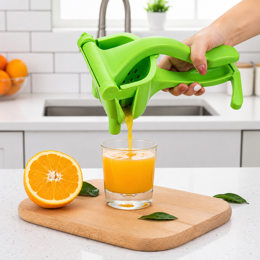 Heavy Duty Manual Juice Press Squeezer | Plastic Hand Juicer with Pouring Spout | Multicolour