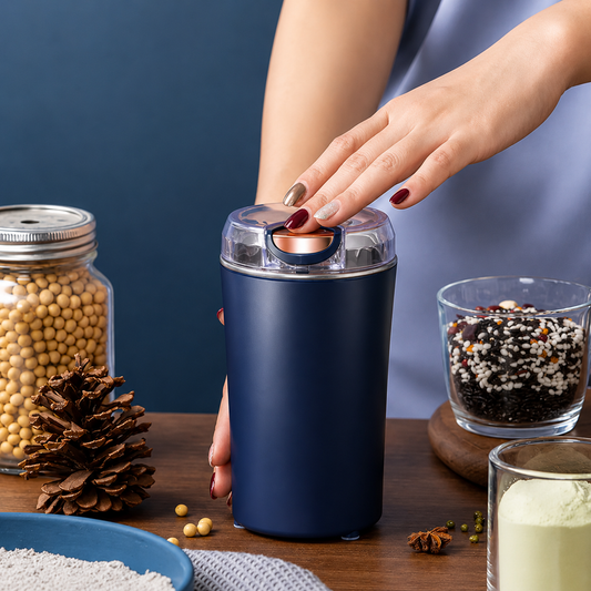 Portable Electric Coffee Grinder & Mini Blender | 4-Blade Coffee Bean & Spice Grinder for Home & Office