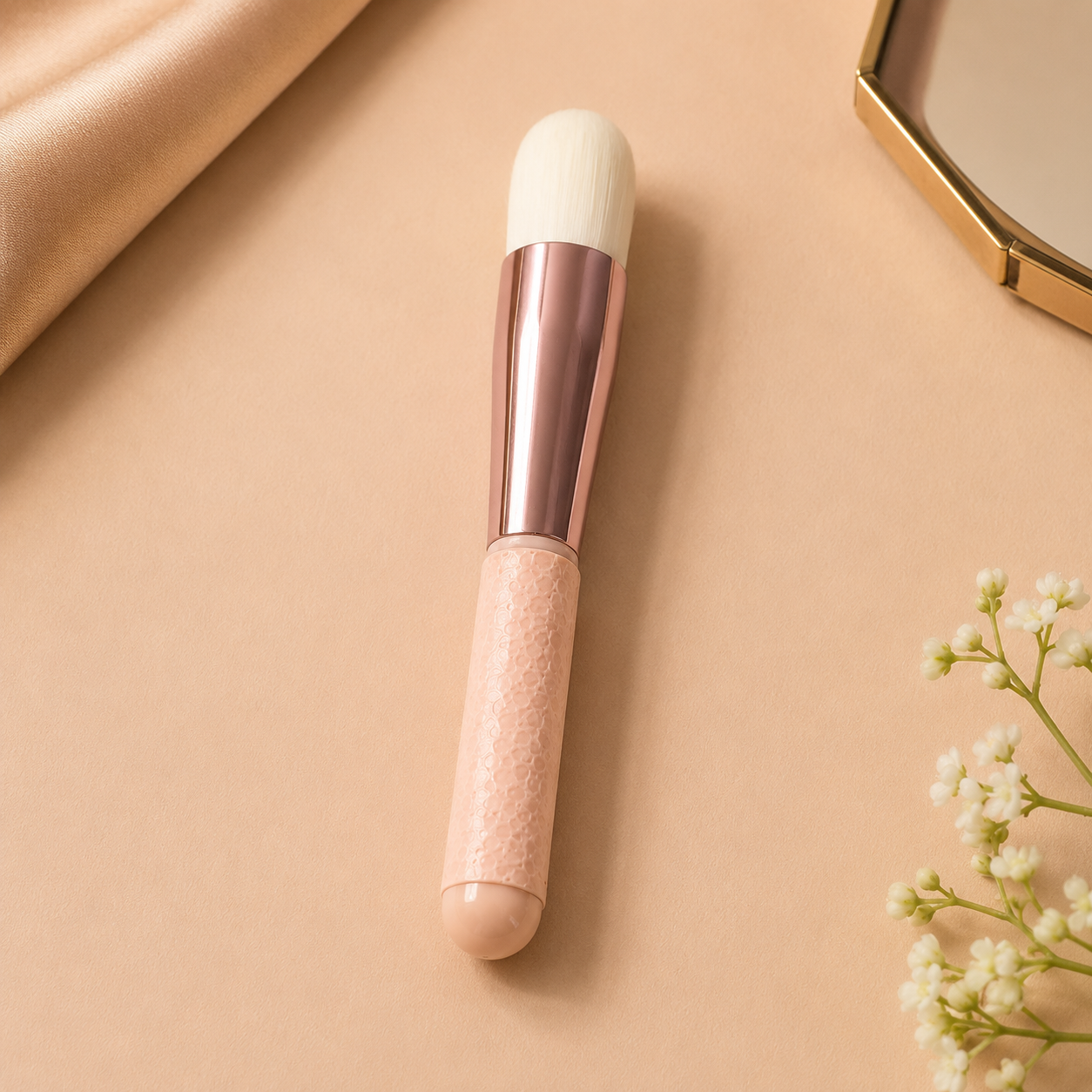 Premium Soft Makeup Brush for Foundation, Blush & Highlighter | Synthetic Bristle Cosmetic Brush