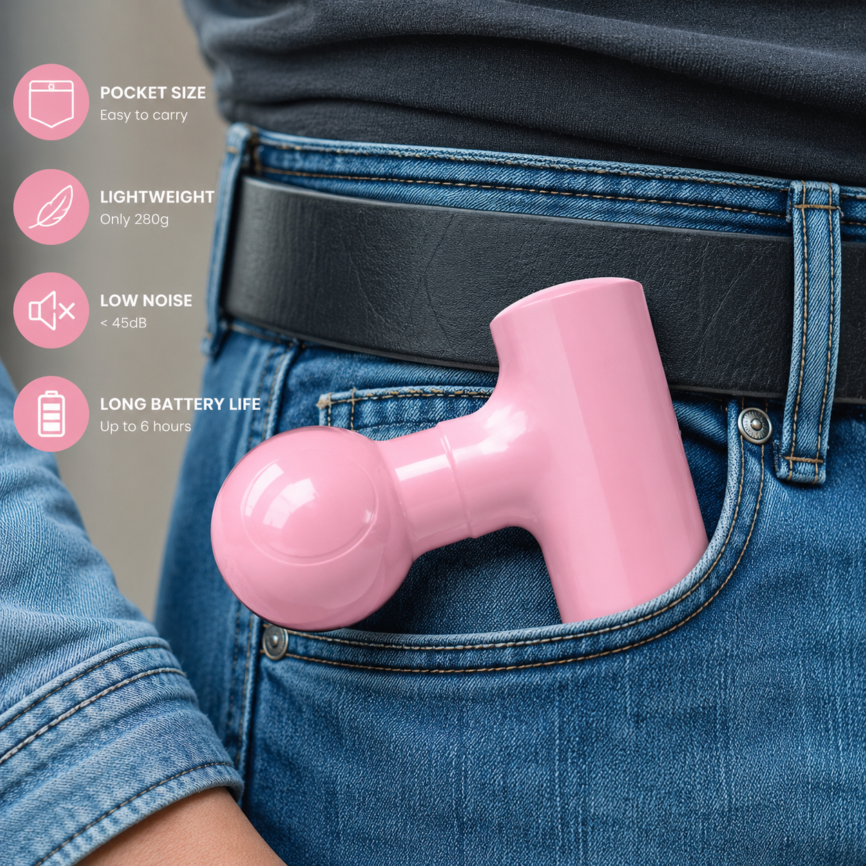 Mini Pocket Body Massager | Cordless Handheld Full Body Massager | One Button Operation |