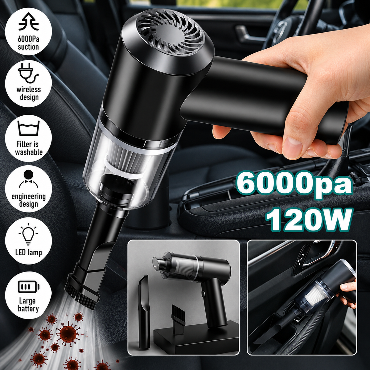 3 in 1 Wireless Mini Vacuum Cleaner & Air Blower | Portable Rechargeable Cleaner | ANIVARYAM