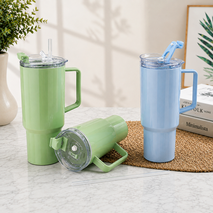 Large Capacity Travel Tumbler 1800 ML with Handle & Straw Lid | Leak-Resistant Reusable Drinking Cup for Travel, Office & Gym