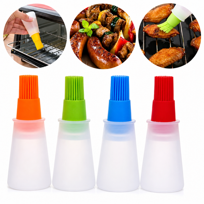 Silicone Oil Dispenser Brush | BBQ, Baking & Cooking Basting Brush with Oil Bottle
