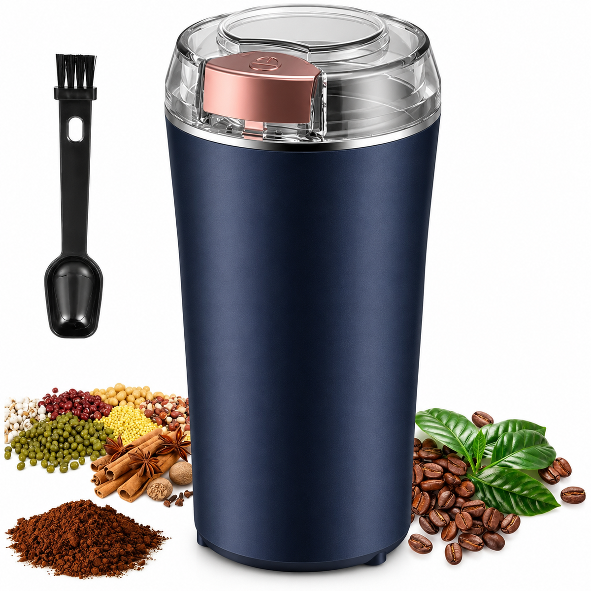 Portable Electric Coffee Grinder & Mini Blender | 4-Blade Coffee Bean & Spice Grinder for Home & Office