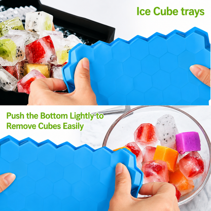 Premium Honeycomb Silicone Ice Cube Tray with Lid | Hexagon Ice Cube Mold | Flexible Freezer Ice Tray